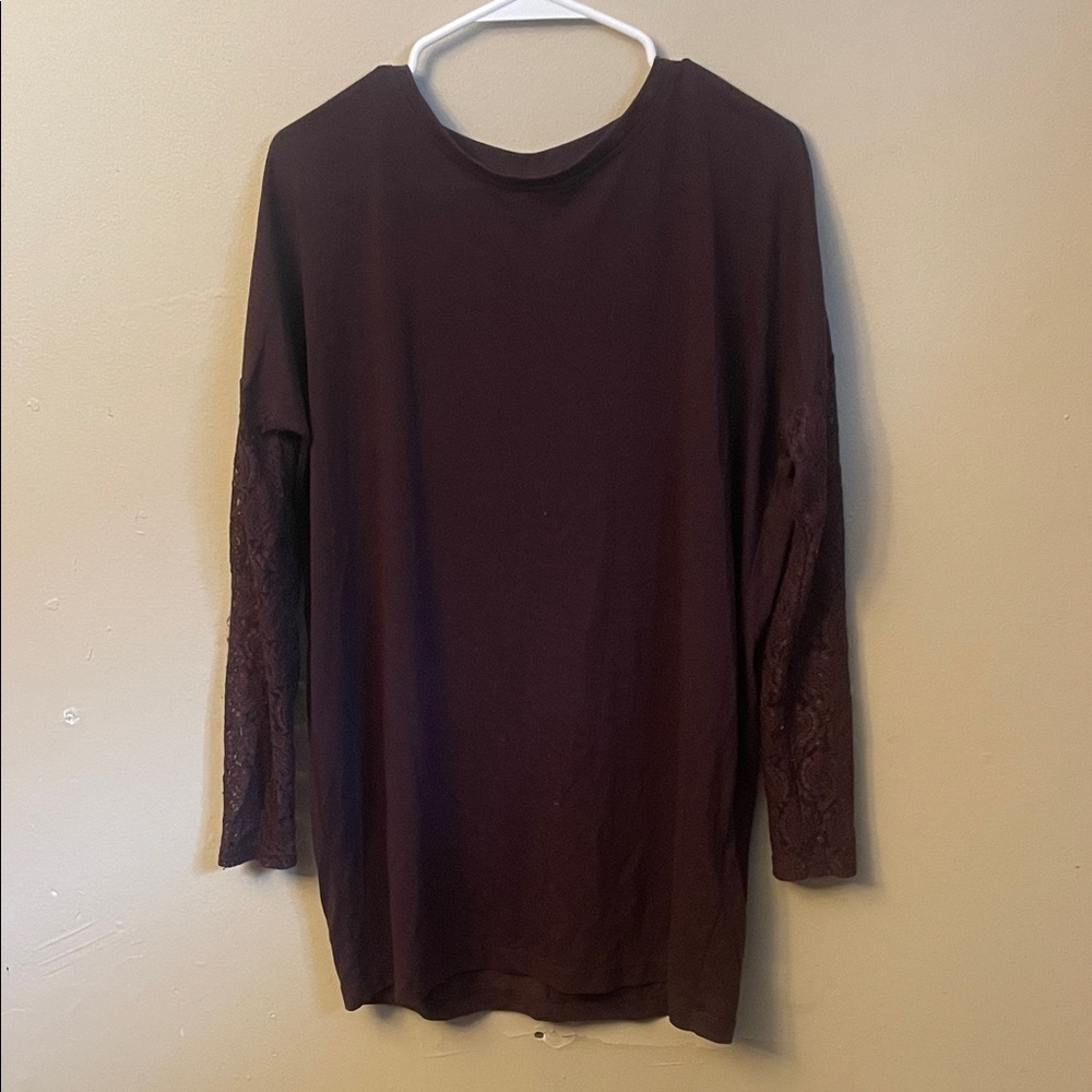 Elegant Women's Burgundy Top with Lace Sleeves 5/$50​